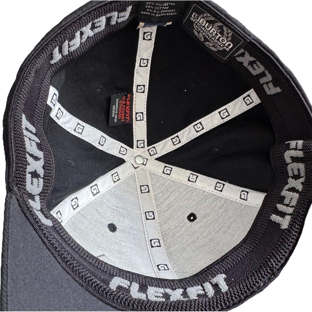 Burton Snowboard Slidestyle Flexfit Baseball Hat One Size True Black White Logo - Picture 3 of 6